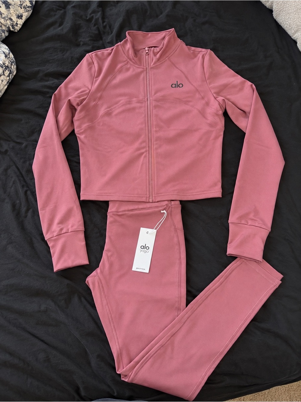 ALO Yoga Mauve Zip-Front Pajama Set